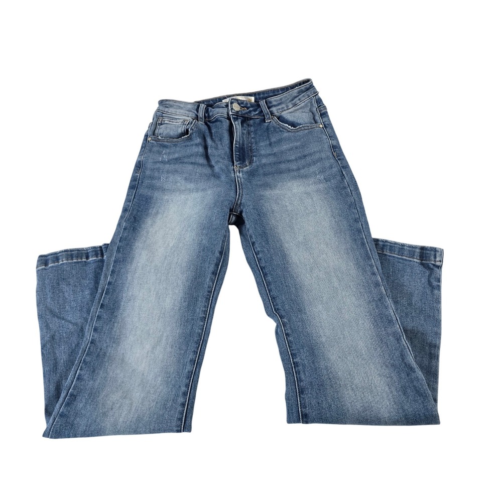 Risen Jeans x Freckled Poppy Medium Wash Distressed Straight Jeans FP_RDP5812